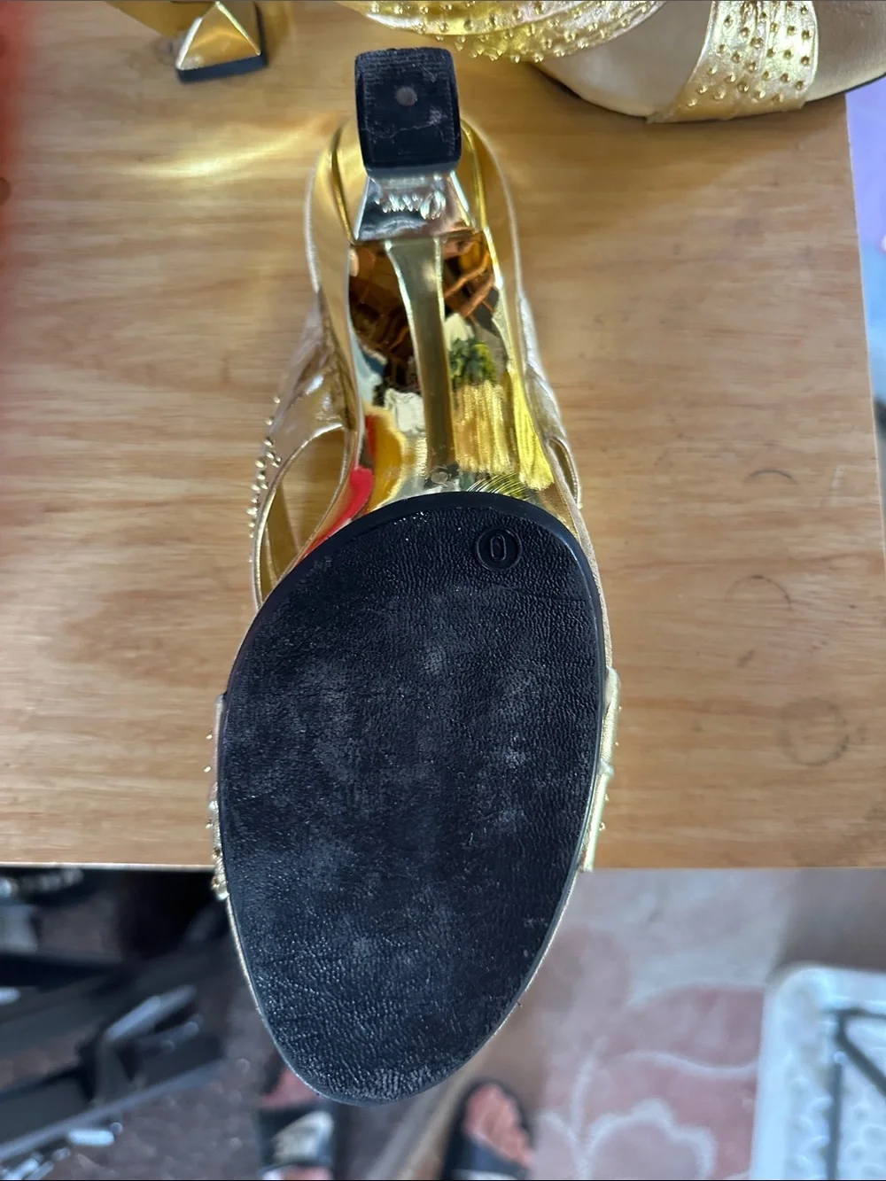 Onex Metallic Gold Knot-Front Slide Mules